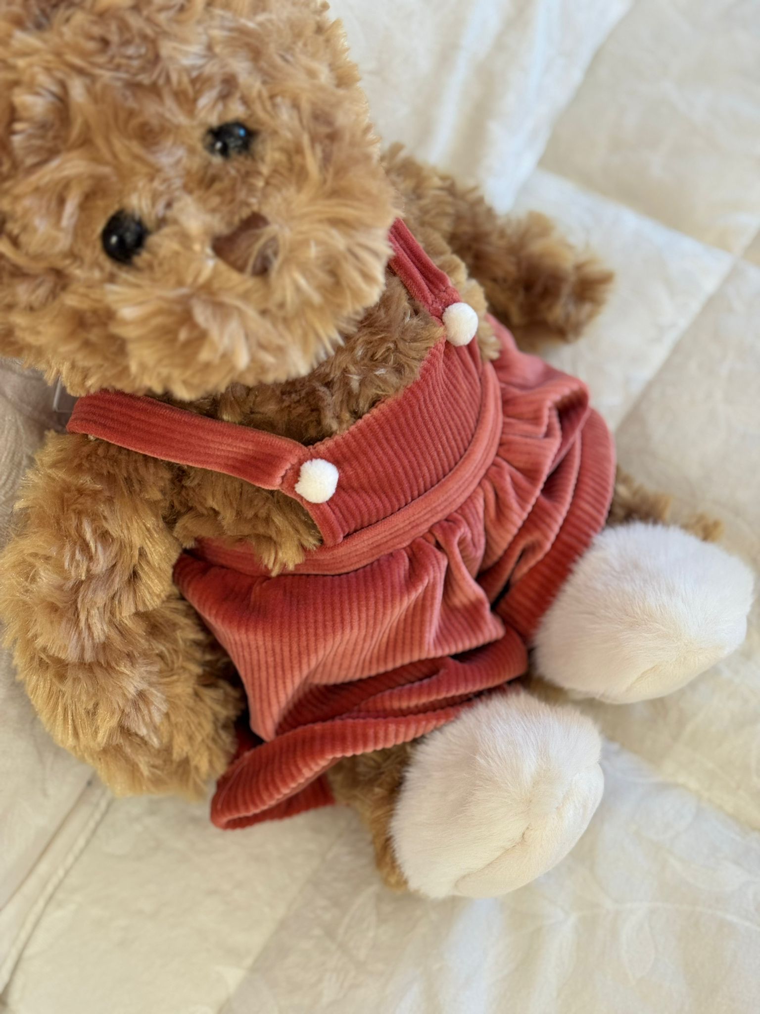 Orsetto peluche Prince Filip con salopette in velluto - H.35 cm - Bukowski